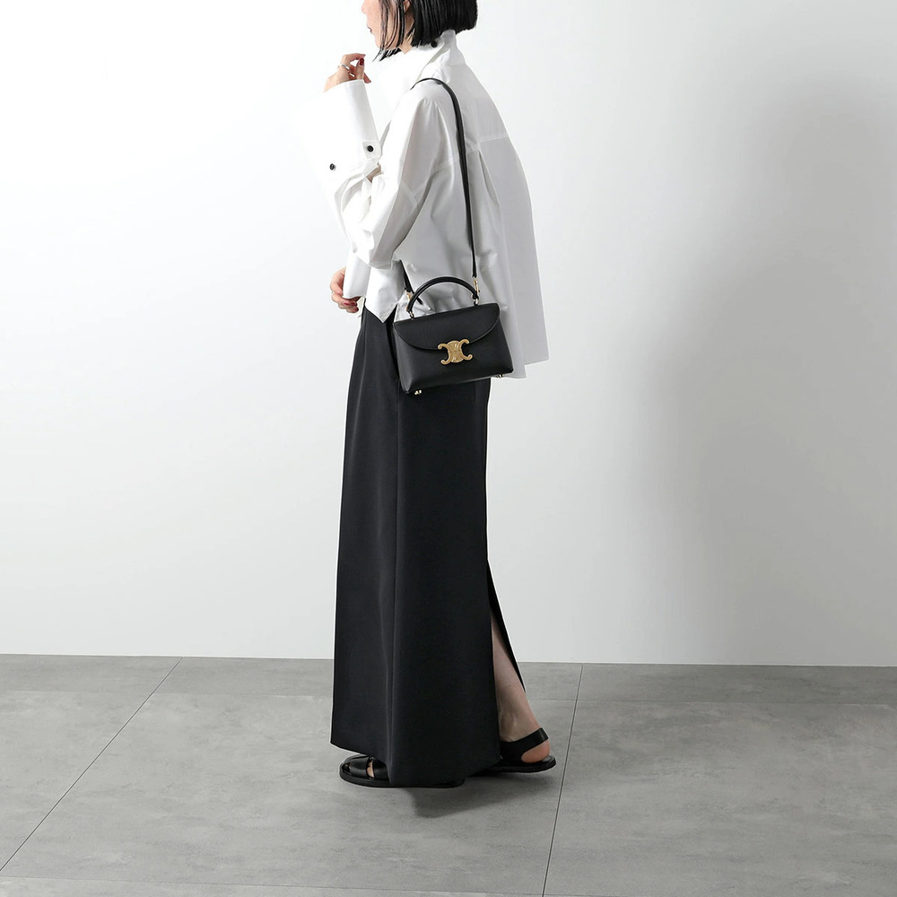 Celine Teen Nino handbag leather shoulder bag Triomphe BLACK
